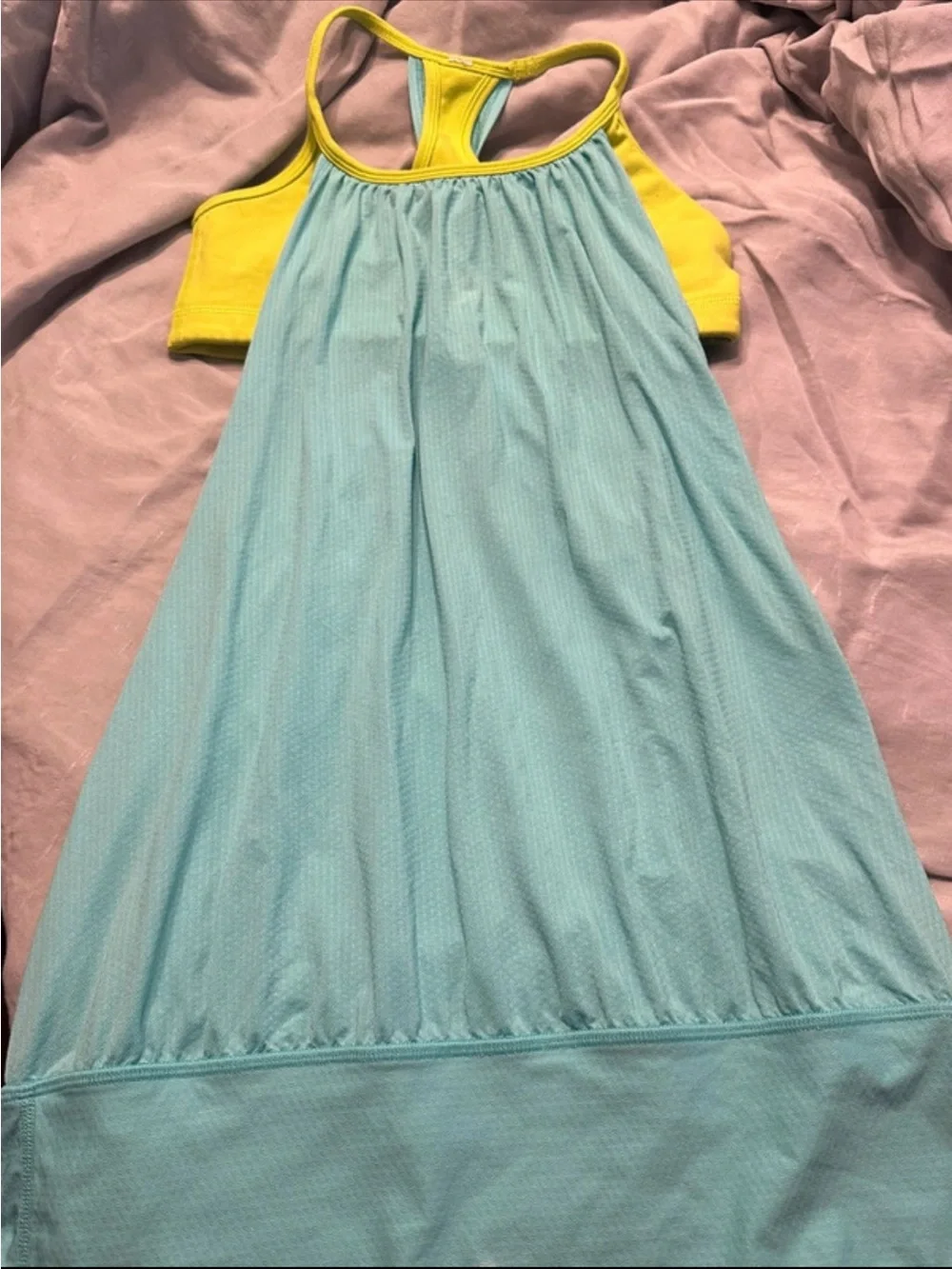 lululemon athletica Yellow and Light Blue Racerback Tank Dress